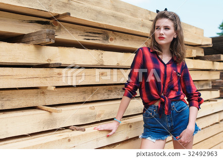 pin-up girl on the street 32492963