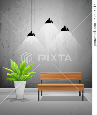 Vector tropical tree in cement pots  32493217