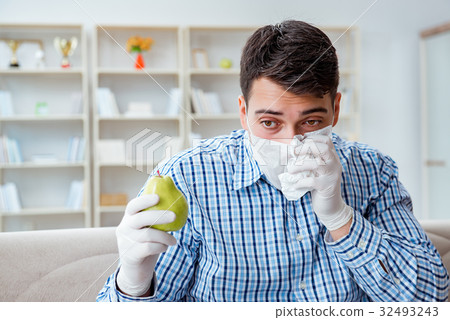 Man suffering from allergy - medical concept 32493243