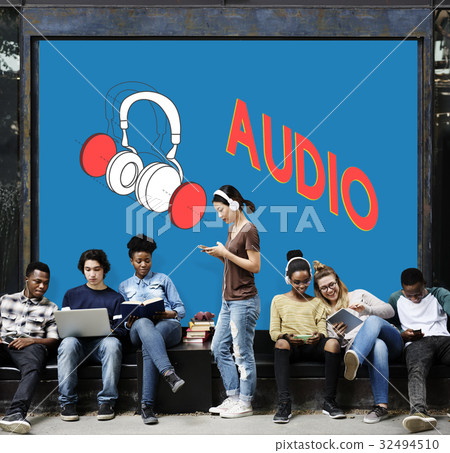 Music entertainment headphones icon graphic Music entertainment headphones icon graphic 32494510