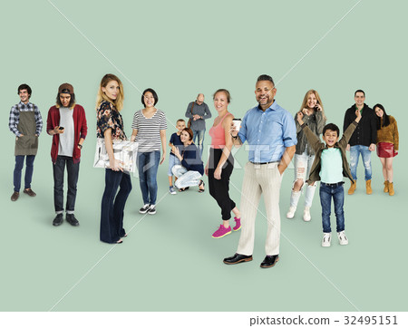 Diversity People Set Gesture Standing Together Studio Isolated Diversity People Set Gesture Standing Together Studio Isolated 32495151