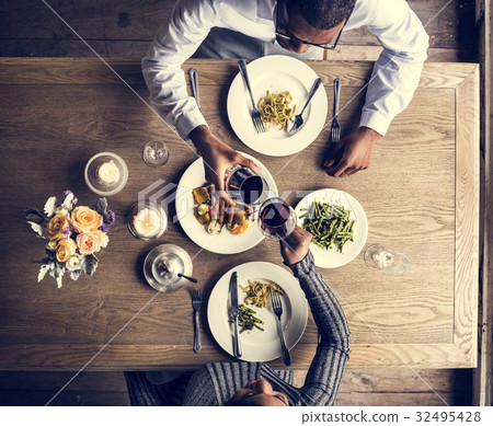 Couple Having Dinner Date at Restaurant 32495428