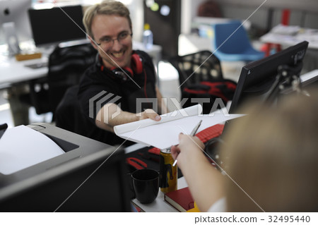Colleagues office worker workplace Colleagues office worker workplace 32495440