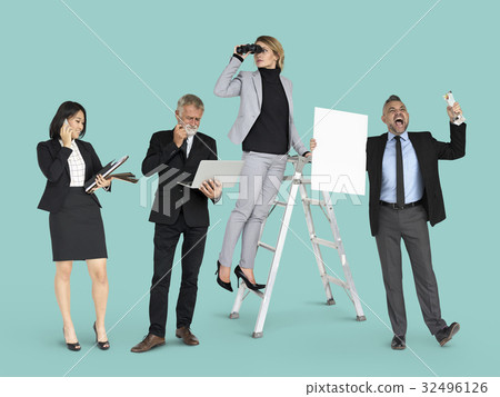 Diverse Business People Set Gesture Studio Isolated Diverse Business People Set Gesture Studio Isolated 32496126