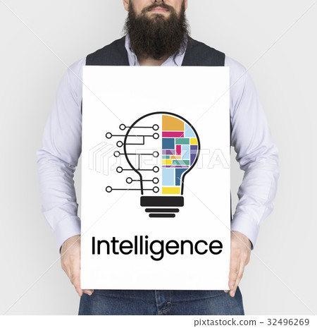 Man holding billboard network graphic overlay 32496269