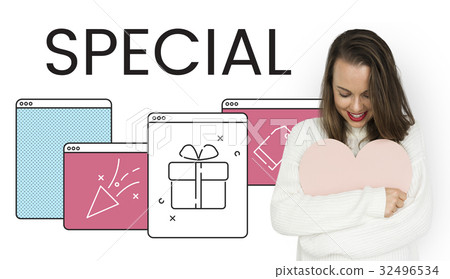 Illustration of anniversary celebration surprise interface 32496534