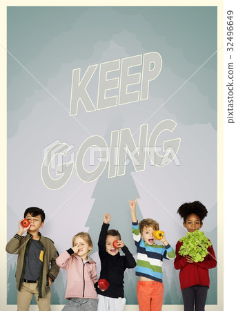 Group of school kids with aspiration word graphic 32496649