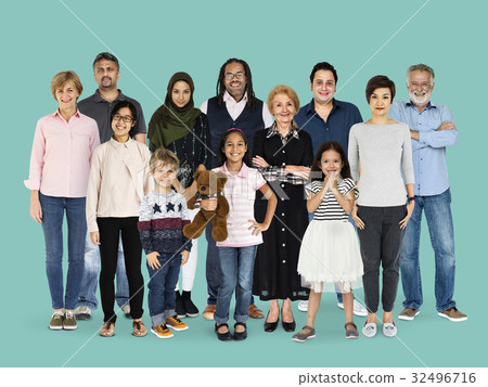 Diversity of People Generations Set Together Studio Isolated 32496716