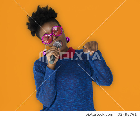African Woman Vocal Singing Music Microphone African Woman Vocal Singing Music Microphone 32496761
