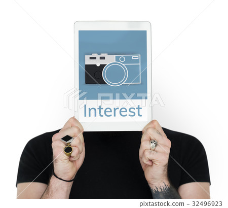Illustration of camera collect the memories on digital tablet Illustration of camera collect the memories on digital tablet 32496923
