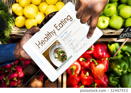 Healthy Eating Food Lifestyle Organic Wellness Word Graphic Healthy Eating Food Lifestyle Organic Wellness Word Graphic 32497453