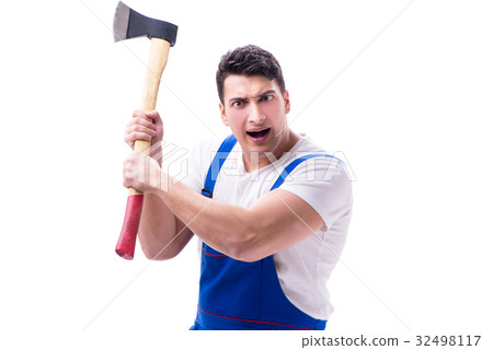 Funny repairman isolated on white Funny repairman isolated on white 32498117