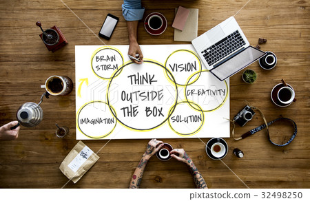 Think Out Side The Box Idea Word Graphic Think Out Side The Box Idea Word Graphic 32498250
