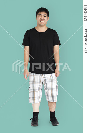Disability Young Man with Prosthesis Leg Studio Portrait 32498491
