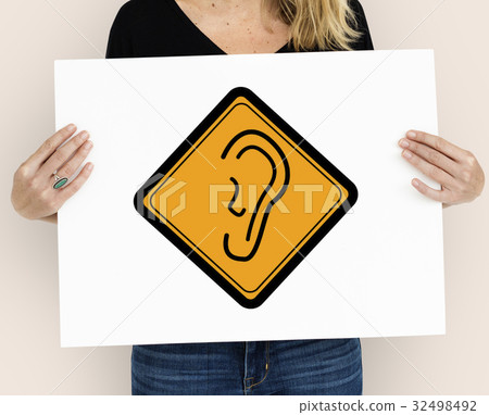 Show Ear Listen Hear Deaf Sign Show Ear Listen Hear Deaf Sign 32498492