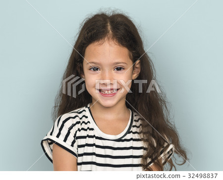 Little girl smiling casual studio portrait 32498837