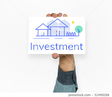 Hand holding banner network graphic overlay Hand holding banner network graphic overlay 32499266