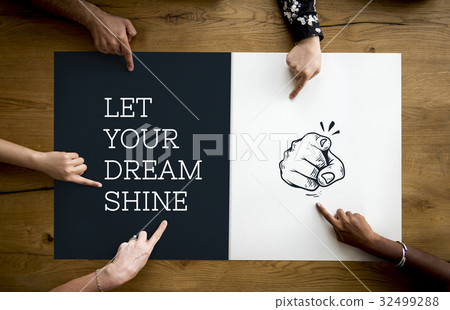 Illustration of pointing finger with motivated aspirations Illustration of pointing finger with motivated aspirations 32499288
