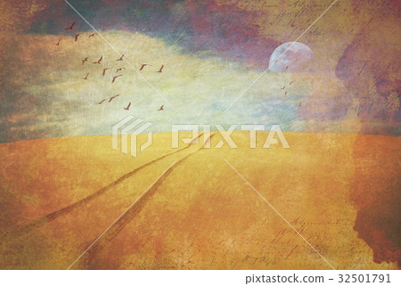 Dreamy vintage texture desert landscape background 32501791