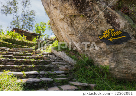 Signs post of Ghore Pani village in Nepal. Signs post of Ghore Pani village in Nepal. 32502091
