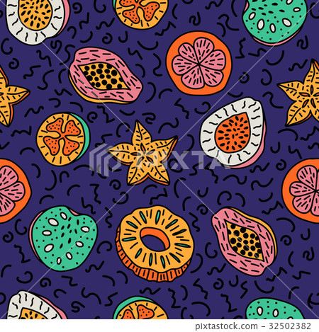 Seamless pattern of isolated hand drawn colorful 32502382