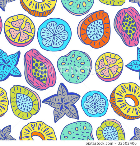 Seamless pattern of isolated hand drawn colorful 32502406
