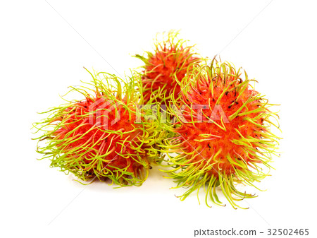 Fresh rambutan fruit on white background Fresh rambutan fruit on white background 32502465