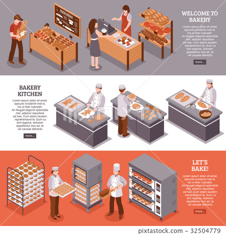 Bakery Isometric Horizontal Banners Bakery Isometric Horizontal Banners 32504779