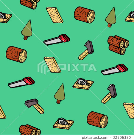 lumberjack flat outline isometric pattern 32506380