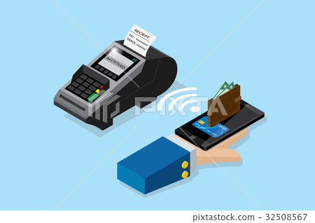 payment by smartphone with pos terminal, NFC 32508567