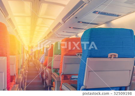 Airplane seat with in cabin of huge aircraft 32509198