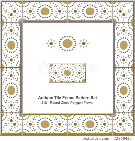Antique tile frame pattern set-插圖素材 [32509423] - PIXTA圖庫