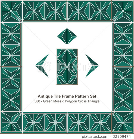 Antique tile frame retro pattern set 32509474