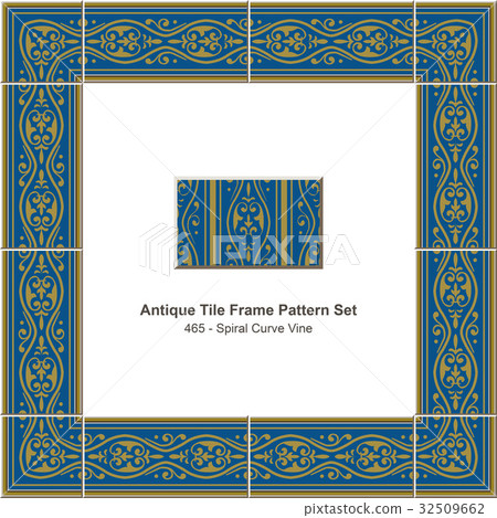 Antique tile frame pattern set Spiral Curve Vine 32509662