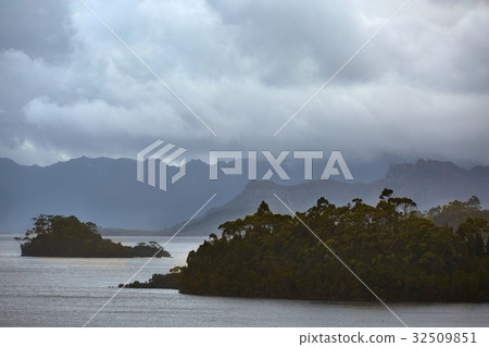 Mysterious lake landscape Mysterious lake landscape 32509851