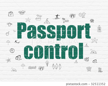 Travel concept: Passport Control on wall 32511352