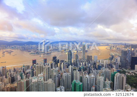 Hong Kong, China city skyline from Victoria Peak. Hong Kong, China city skyline from Victoria Peak. 32512674