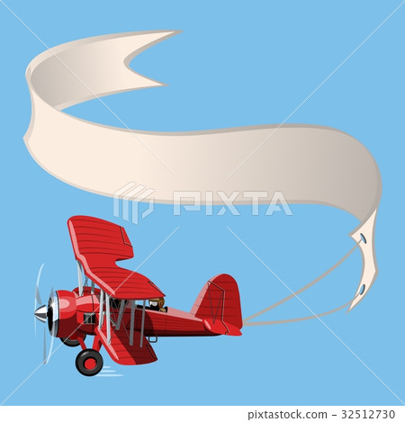 Cartoon Biplane with banner 32512730