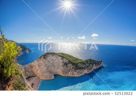 Navagio beach on Zakynthos island in Greece Navagio beach on Zakynthos island in Greece 32513022