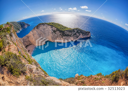 Navagio beach on Zakynthos island in Greece Navagio beach on Zakynthos island in Greece 32513023