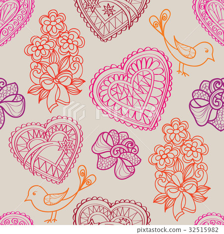 Love heart tiled pattern. Holiday gift background 32515982