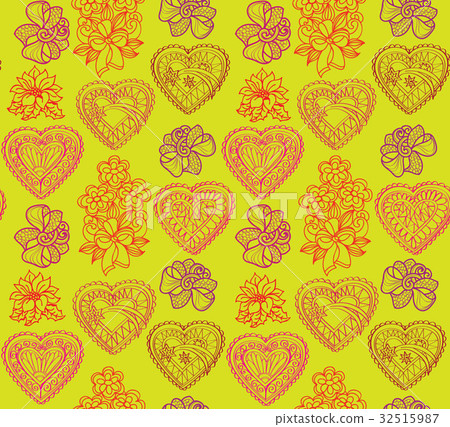 Love heart tiled pattern. Holiday gift background 32515987