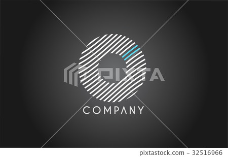 O alphabet line stripe white blue letter logo   32516966
