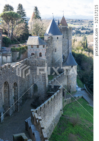 Fortress walls in Carcassonne France 32517215