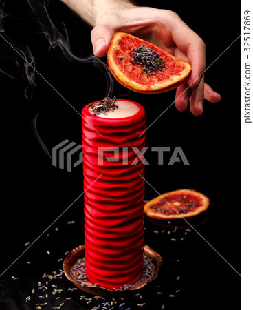 Exotic alcoholic cocktail on a dark background. Exotic alcoholic cocktail on a dark background. 32517869