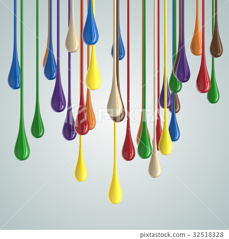 3D color glossy paint drop blobs 32518328
