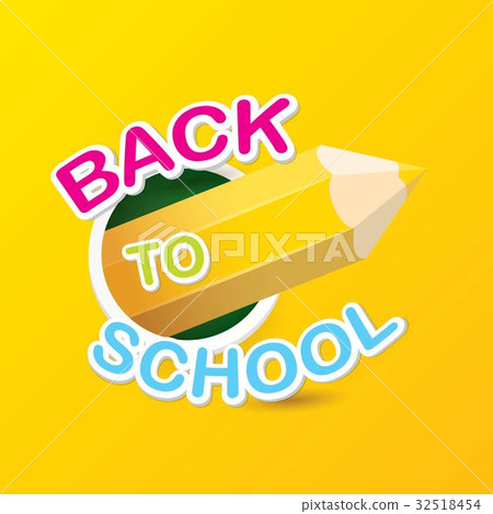 Back to school vector label with text and pencil 32518454