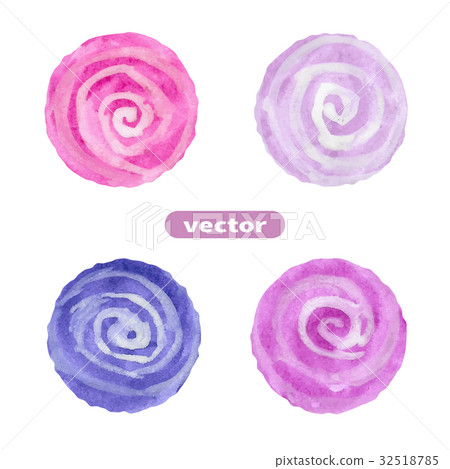 Beautiful spiral watercolor design elements. 32518785