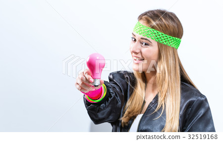 Woman in 1980's fashion Woman in 1980's fashion 32519168