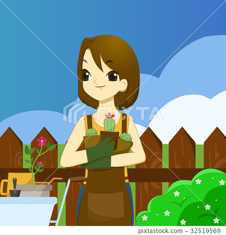 Young adult woman holding succulents Young adult woman holding succulents 32519569